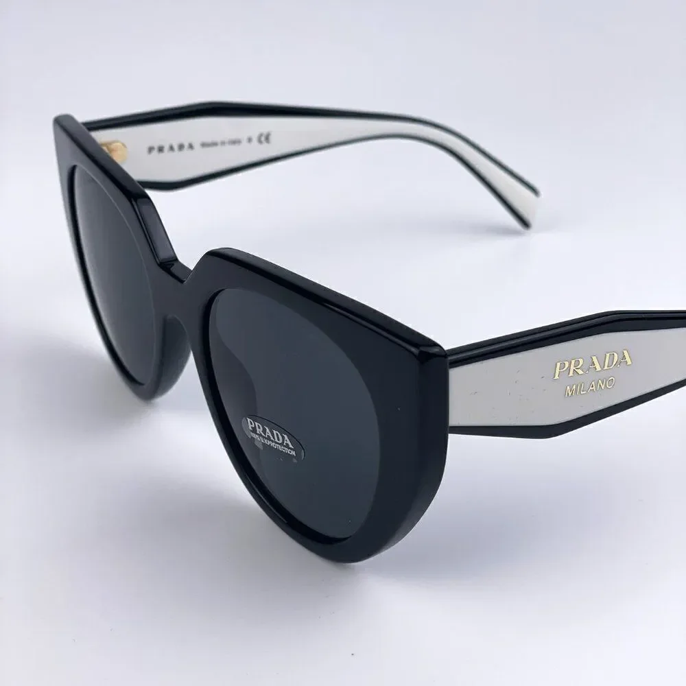 NEW Prada PR14WS 09Q-5S0 Black Talc Gray Cat Eye Oversized Women Sunglasses